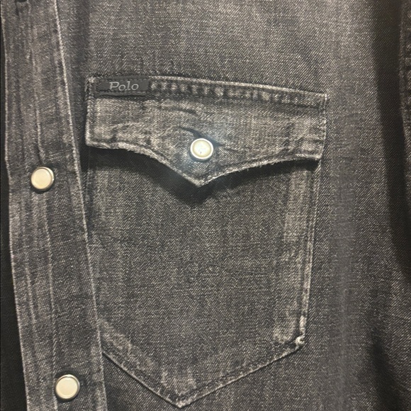 Vintage Polo by Ralph Lauren Black Denim Shirt XL - Picture 7 of 7